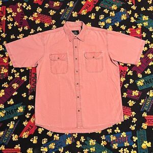 Mens REDHEAD Orange Casual Button Down Collared Shirt / Size Large